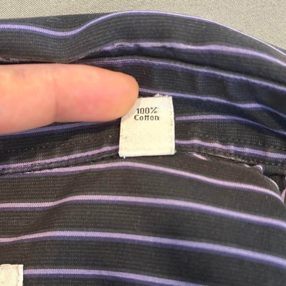 Calvin Klein Men's Black‎ Striped Shirt 17.5- 34/35 - Picture 5 of 5